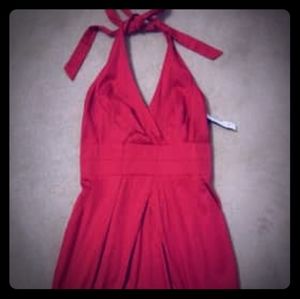 Red halter dress